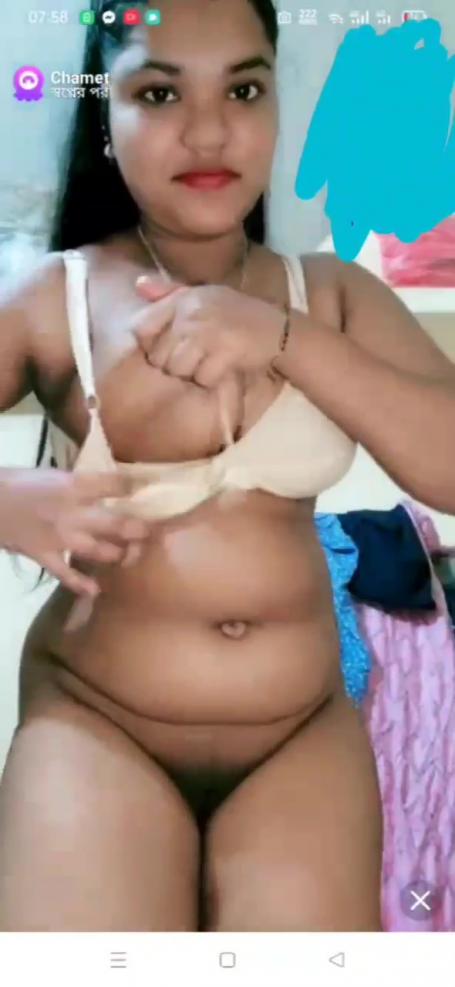 Shopner Pori from Bangladesh Showing Boobs, Pussy & Asshole and Masturbating with Dildo on Chamet Live with FACE